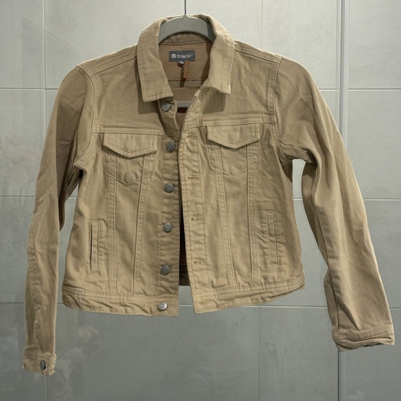 ๐งฅ Girls Tractr Tan Denim Jacket - Size MD (EUC) ๐ค - Picture 1 of 7